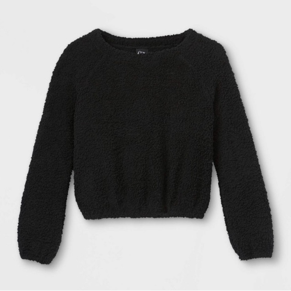 Art Class Fuzzy Fleece Black Sweater Size M (7/8) NEW